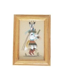 Native American Navajo 5" x 7" Framed Sandpainting by Keedah